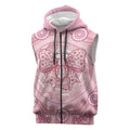 Aussie Nurse Personalised Sleeveless Zip Hoodie Pink Stethoscope Coquette Bow Aboriginal Dot Art