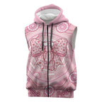 Aussie Nurse Personalised Sleeveless Zip Hoodie Pink Stethoscope Coquette Bow Aboriginal Dot Art