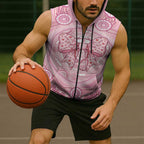 Aussie Nurse Personalised Sleeveless Zip Hoodie Pink Stethoscope Coquette Bow Aboriginal Dot Art