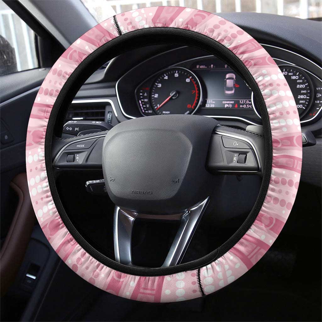 Aussie Nurse Steering Wheel Cover Pink Stethoscope Coquette Bow Aboriginal Dot Art