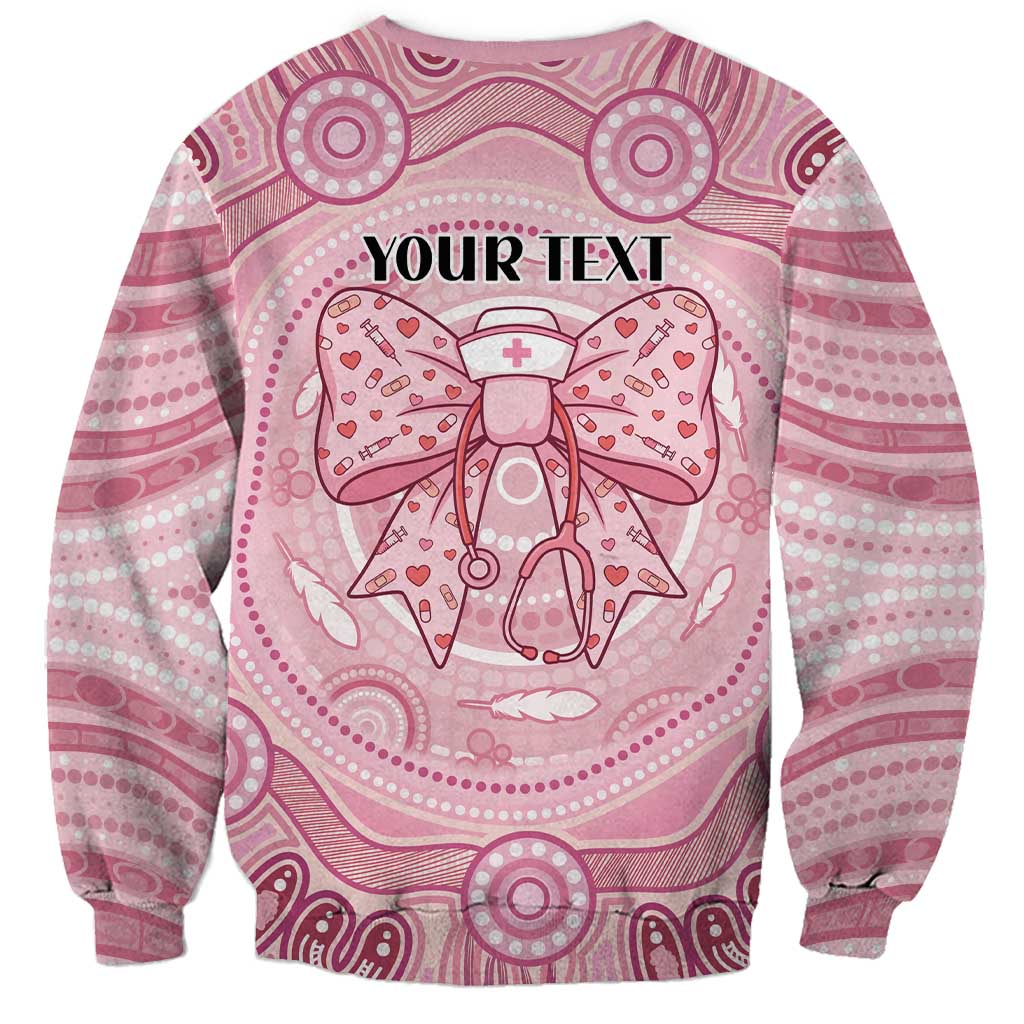 Aussie Nurse Personalised Sweatshirt Pink Stethoscope Coquette Bow Aboriginal Dot Art