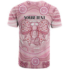 Aussie Nurse Personalised T Shirt Pink Stethoscope Coquette Bow Aboriginal Dot Art