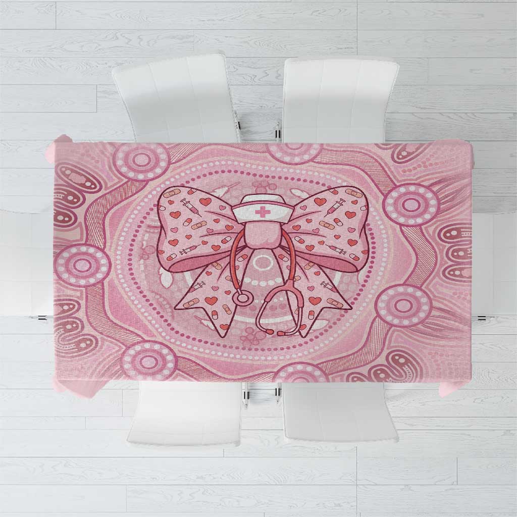Aussie Nurse Tablecloth Pink Stethoscope Coquette Bow Aboriginal Dot Art