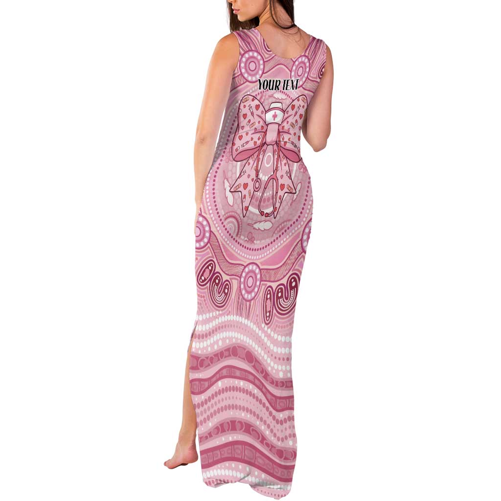 Aussie Nurse Personalised Tank Maxi Dress Pink Stethoscope Coquette Bow Aboriginal Dot Art