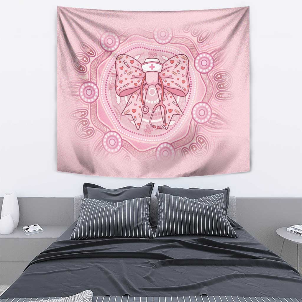 Aussie Nurse Tapestry Pink Stethoscope Coquette Bow Aboriginal Dot Art
