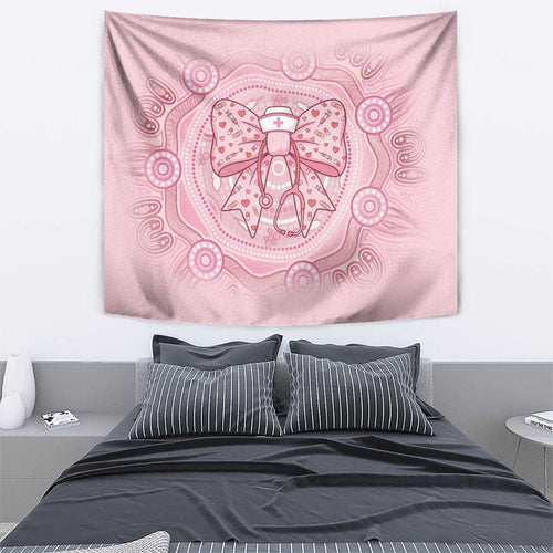 Aussie Nurse Tapestry Pink Stethoscope Coquette Bow Aboriginal Dot Art