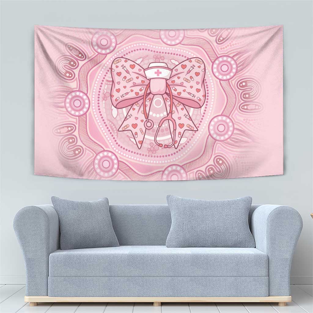 Aussie Nurse Tapestry Pink Stethoscope Coquette Bow Aboriginal Dot Art