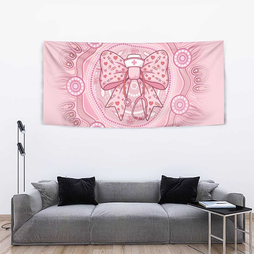 Aussie Nurse Tapestry Pink Stethoscope Coquette Bow Aboriginal Dot Art