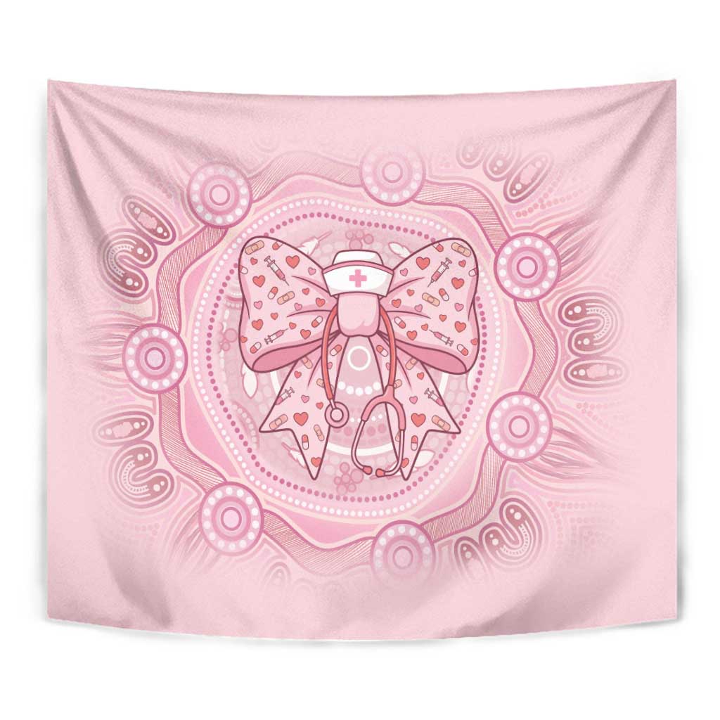 Aussie Nurse Tapestry Pink Stethoscope Coquette Bow Aboriginal Dot Art