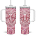 Aussie Nurse Personalised Tumbler With Handle Pink Stethoscope Coquette Bow Aboriginal Dot Art