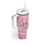 Aussie Nurse Personalised Tumbler With Handle Pink Stethoscope Coquette Bow Aboriginal Dot Art