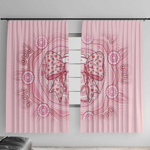 Aussie Nurse Window Curtain Pink Stethoscope Coquette Bow Aboriginal Dot Art