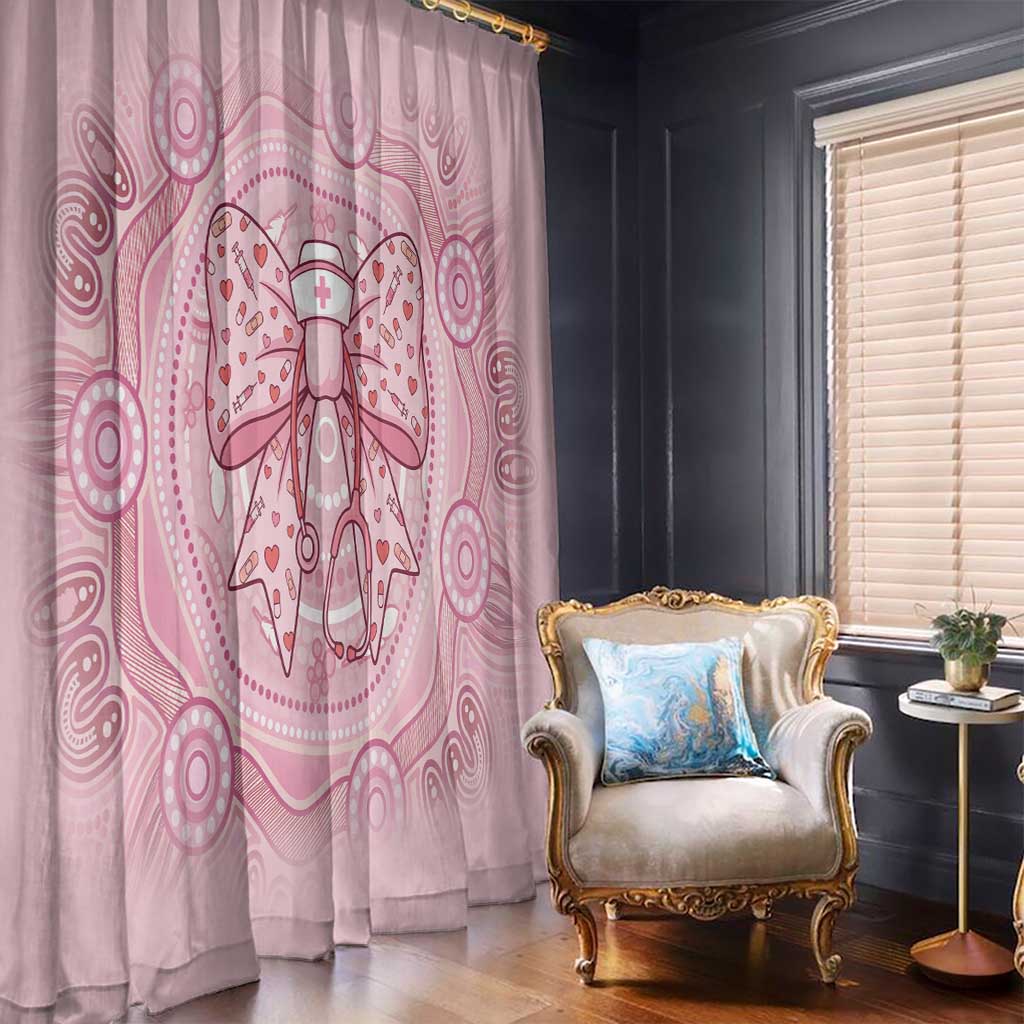 Aussie Nurse Window Curtain Pink Stethoscope Coquette Bow Aboriginal Dot Art