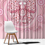 Aussie Nurse Window Curtain Pink Stethoscope Coquette Bow Aboriginal Dot Art