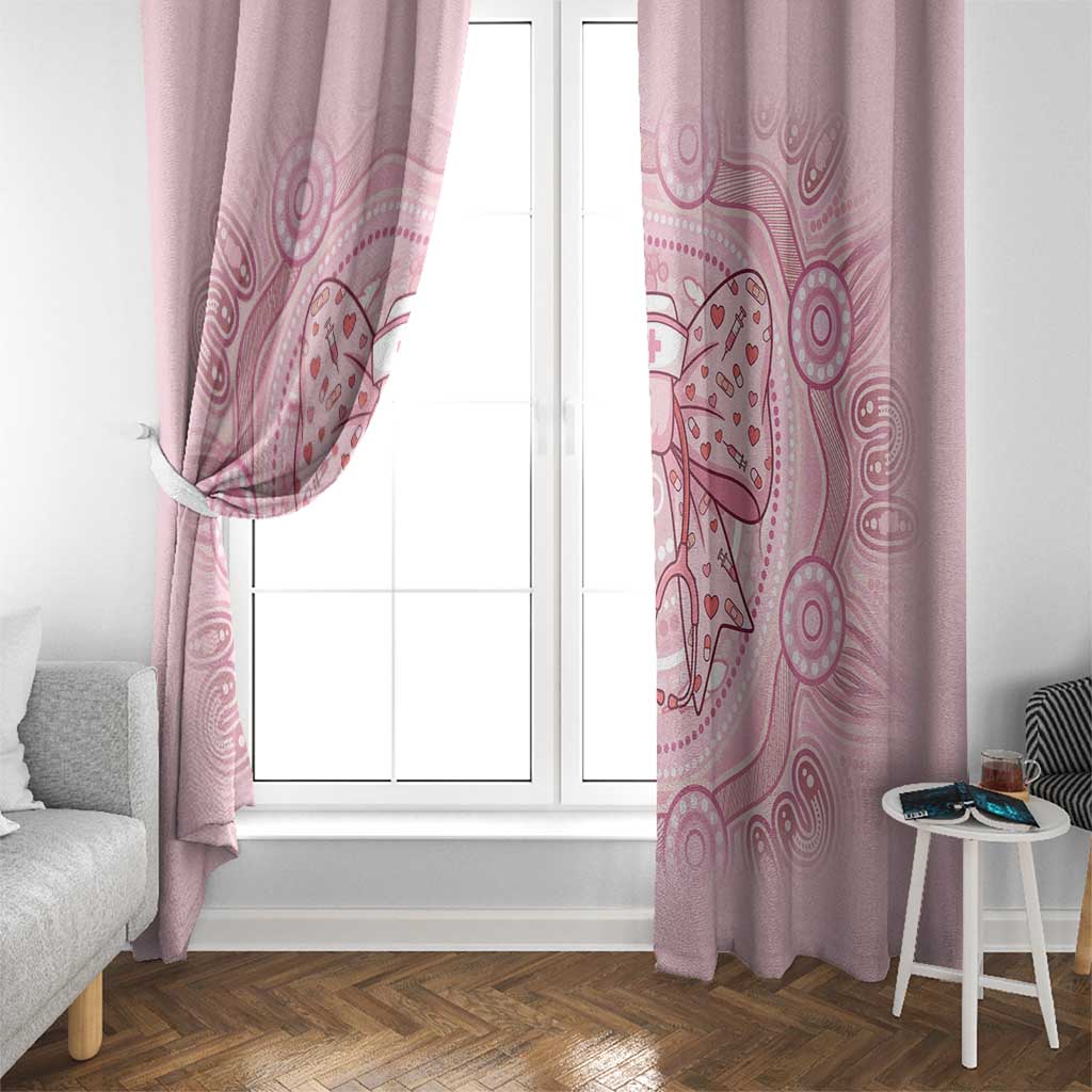Aussie Nurse Window Curtain Pink Stethoscope Coquette Bow Aboriginal Dot Art