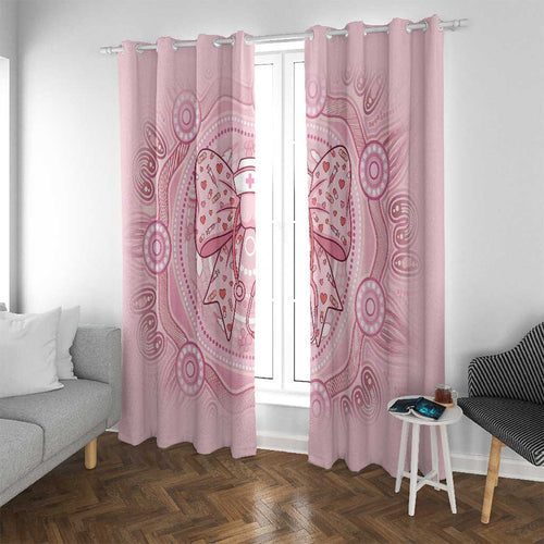 Aussie Nurse Window Curtain Pink Stethoscope Coquette Bow Aboriginal Dot Art