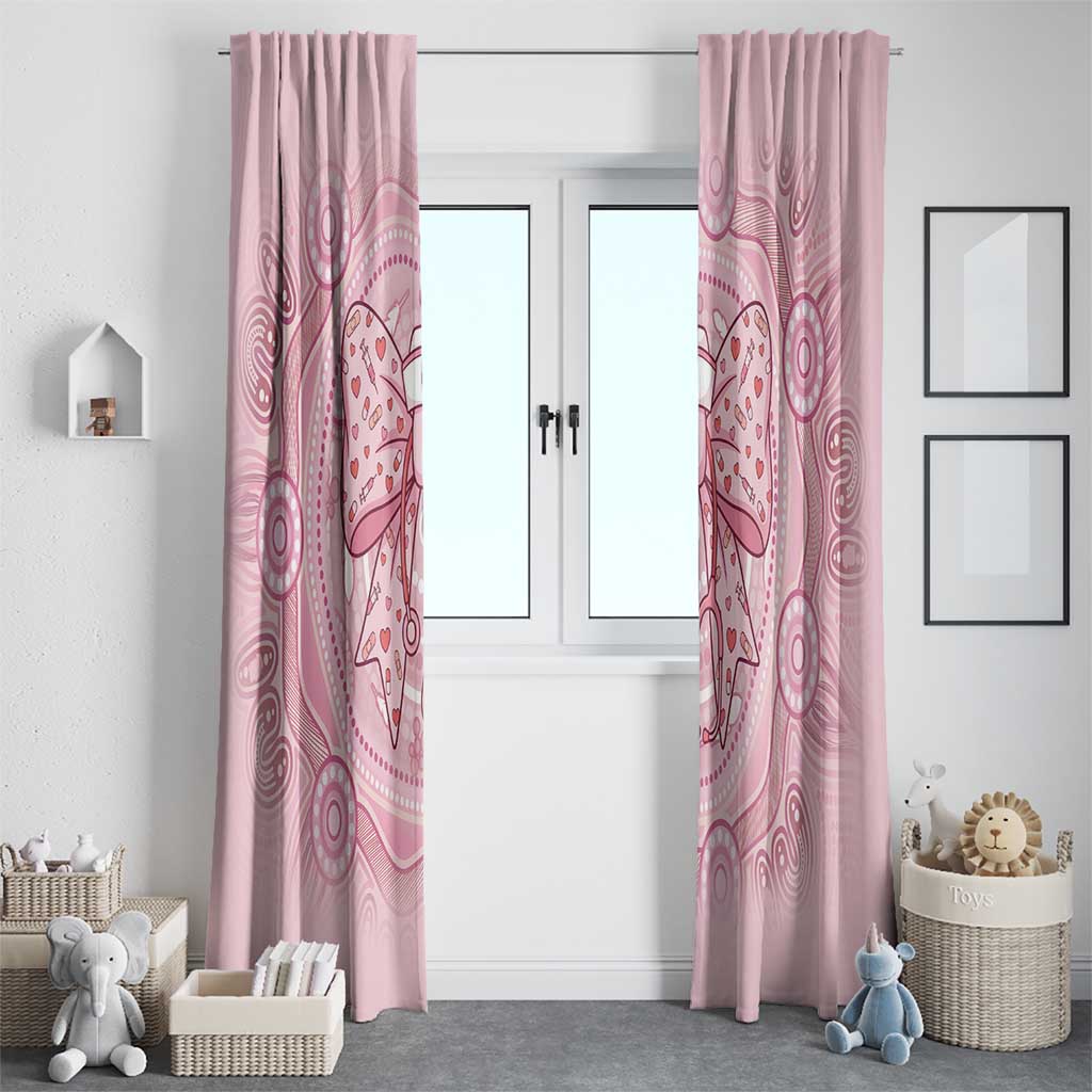 Aussie Nurse Window Curtain Pink Stethoscope Coquette Bow Aboriginal Dot Art