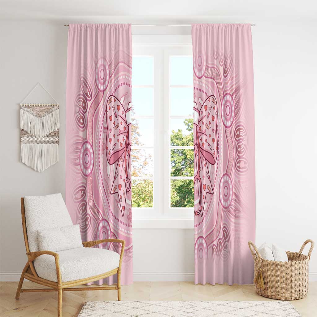 Aussie Nurse Window Curtain Pink Stethoscope Coquette Bow Aboriginal Dot Art