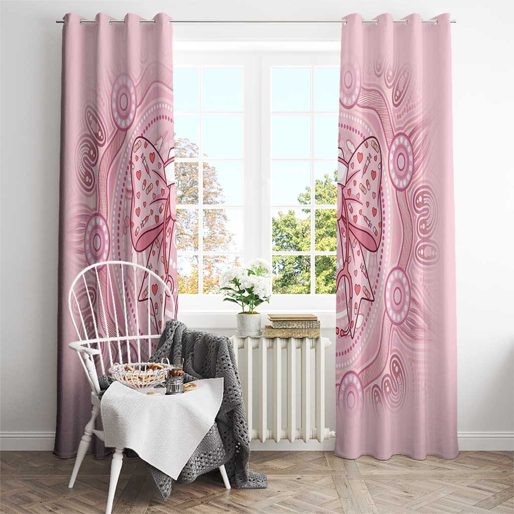 Aussie Nurse Window Curtain Pink Stethoscope Coquette Bow Aboriginal Dot Art