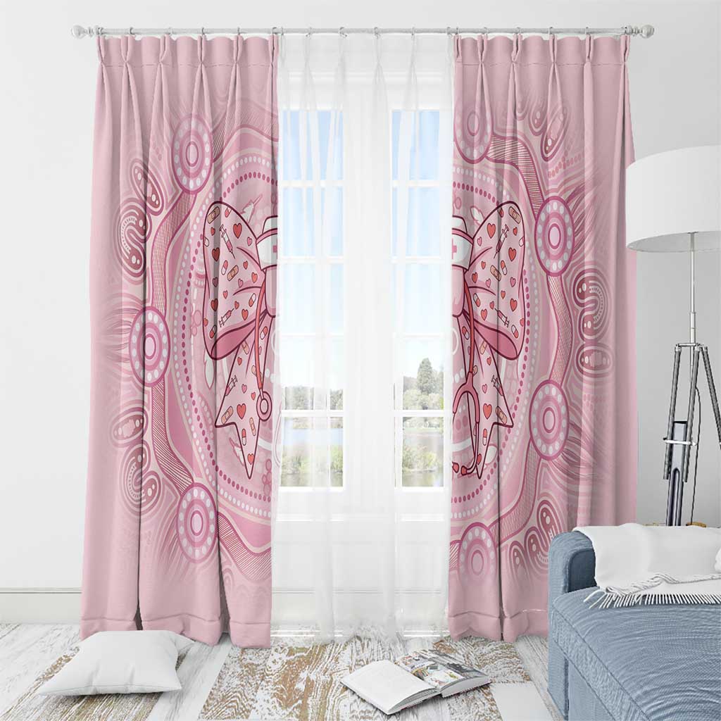 Aussie Nurse Window Curtain Pink Stethoscope Coquette Bow Aboriginal Dot Art