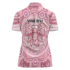 Aussie Nurse Personalised Women Polo Shirt Pink Stethoscope Coquette Bow Aboriginal Dot Art