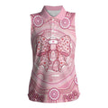Aussie Nurse Personalised Women Sleeveless Polo Shirt Pink Stethoscope Coquette Bow Aboriginal Dot Art