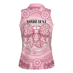 Aussie Nurse Personalised Women Sleeveless Polo Shirt Pink Stethoscope Coquette Bow Aboriginal Dot Art