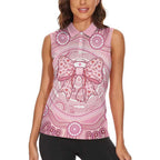 Aussie Nurse Personalised Women Sleeveless Polo Shirt Pink Stethoscope Coquette Bow Aboriginal Dot Art
