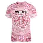 Aussie Nurse Personalised Women V-Neck T-Shirt Pink Stethoscope Coquette Bow Aboriginal Dot Art