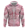 Aussie Nurse Personalised Zip Hoodie Pink Stethoscope Coquette Bow Aboriginal Dot Art