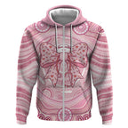 Aussie Nurse Personalised Zip Hoodie Pink Stethoscope Coquette Bow Aboriginal Dot Art