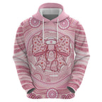Aussie Nurse Personalised Zip Hoodie Pink Stethoscope Coquette Bow Aboriginal Dot Art