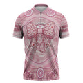 Aussie Nurse Personalised Zipper Polo Shirt Pink Stethoscope Coquette Bow Aboriginal Dot Art