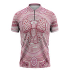 Aussie Nurse Personalised Zipper Polo Shirt Pink Stethoscope Coquette Bow Aboriginal Dot Art