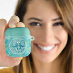 Aussie Nurse AirPods Case Turquoise Stethoscope Coquette Bow Aboriginal Dot Art