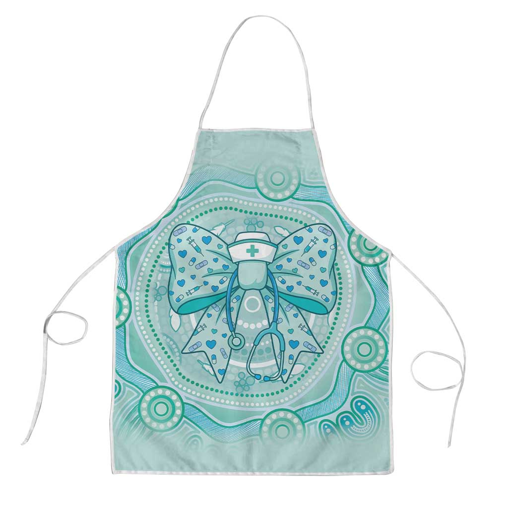 Aussie Nurse Apron Turquoise Stethoscope Coquette Bow Aboriginal Dot Art