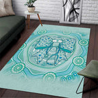 Aussie Nurse Area Rug Turquoise Stethoscope Coquette Bow Aboriginal Dot Art