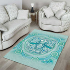 Aussie Nurse Area Rug Turquoise Stethoscope Coquette Bow Aboriginal Dot Art