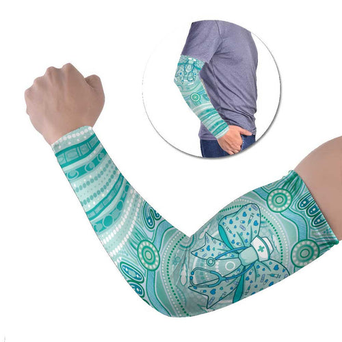 Aussie Nurse Personalised Arm Sleeves Turquoise Stethoscope Coquette Bow Aboriginal Dot Art
