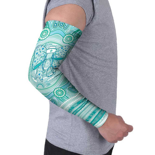Aussie Nurse Personalised Arm Sleeves Turquoise Stethoscope Coquette Bow Aboriginal Dot Art