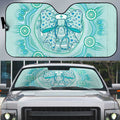 Aussie Nurse Auto Sun Shade Turquoise Stethoscope Coquette Bow Aboriginal Dot Art
