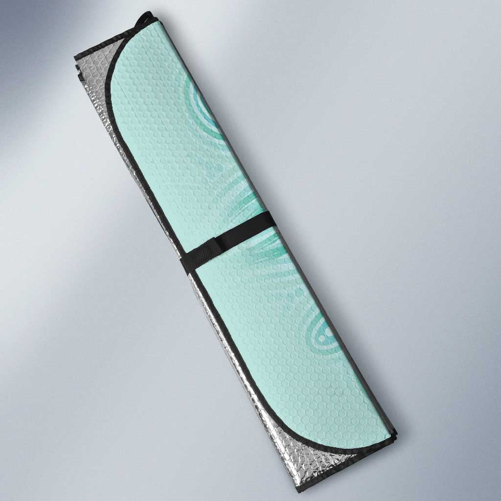 Aussie Nurse Auto Sun Shade Turquoise Stethoscope Coquette Bow Aboriginal Dot Art