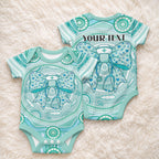 Aussie Nurse Personalised Baby Onesie Turquoise Stethoscope Coquette Bow Aboriginal Dot Art