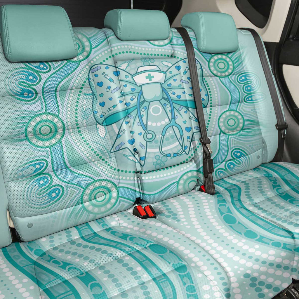 Aussie Nurse Back Car Seat Cover Turquoise Stethoscope Coquette Bow Aboriginal Dot Art