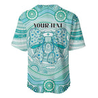 Aussie Nurse Personalised Baseball Jersey Turquoise Stethoscope Coquette Bow Aboriginal Dot Art