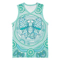 Aussie Nurse Personalised Basketball Jersey Turquoise Stethoscope Coquette Bow Aboriginal Dot Art