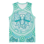 Aussie Nurse Personalised Basketball Jersey Turquoise Stethoscope Coquette Bow Aboriginal Dot Art