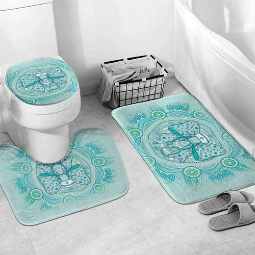 Aussie Nurse Bathroom Set Turquoise Stethoscope Coquette Bow Aboriginal Dot Art