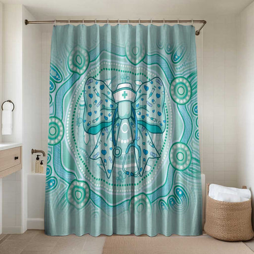 Aussie Nurse Bathroom Set Turquoise Stethoscope Coquette Bow Aboriginal Dot Art