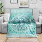 Aussie Nurse Blanket Turquoise Stethoscope Coquette Bow Aboriginal Dot Art